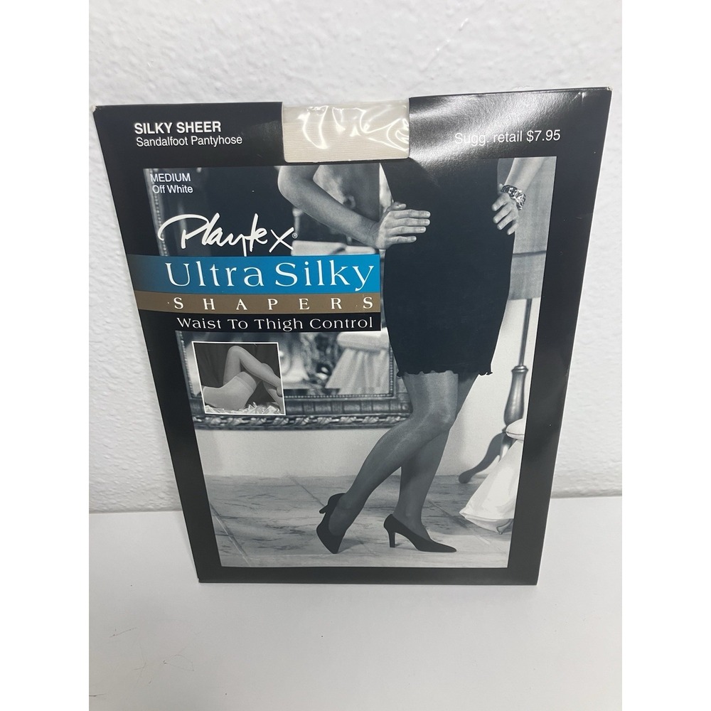 Vintage Playtex Ultra Silky Pantyhose Size Medium Shapers OFF WHITE